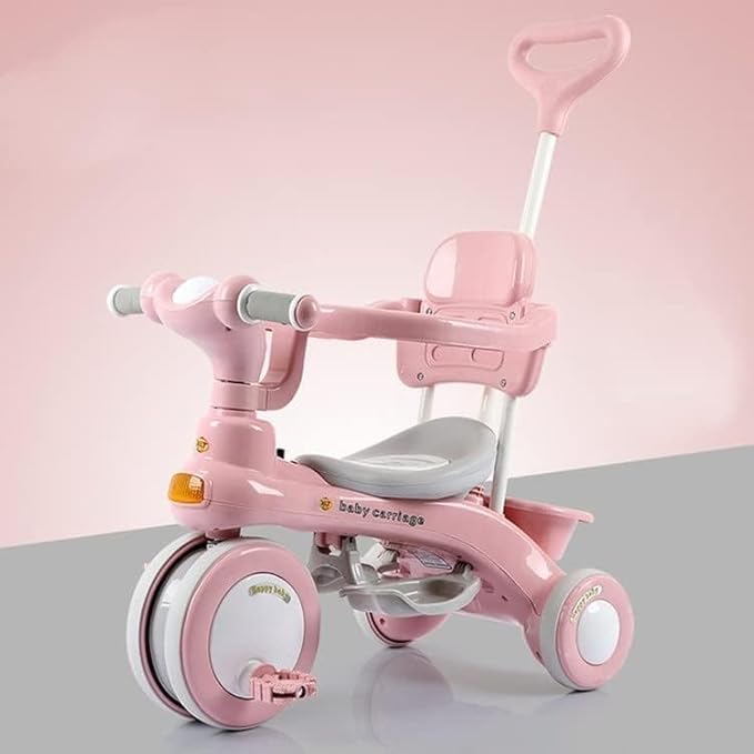 Tricycle 4-en-1 Bébé avec Barre de Poussée - Pédales ABS et Roues Anti-Choc